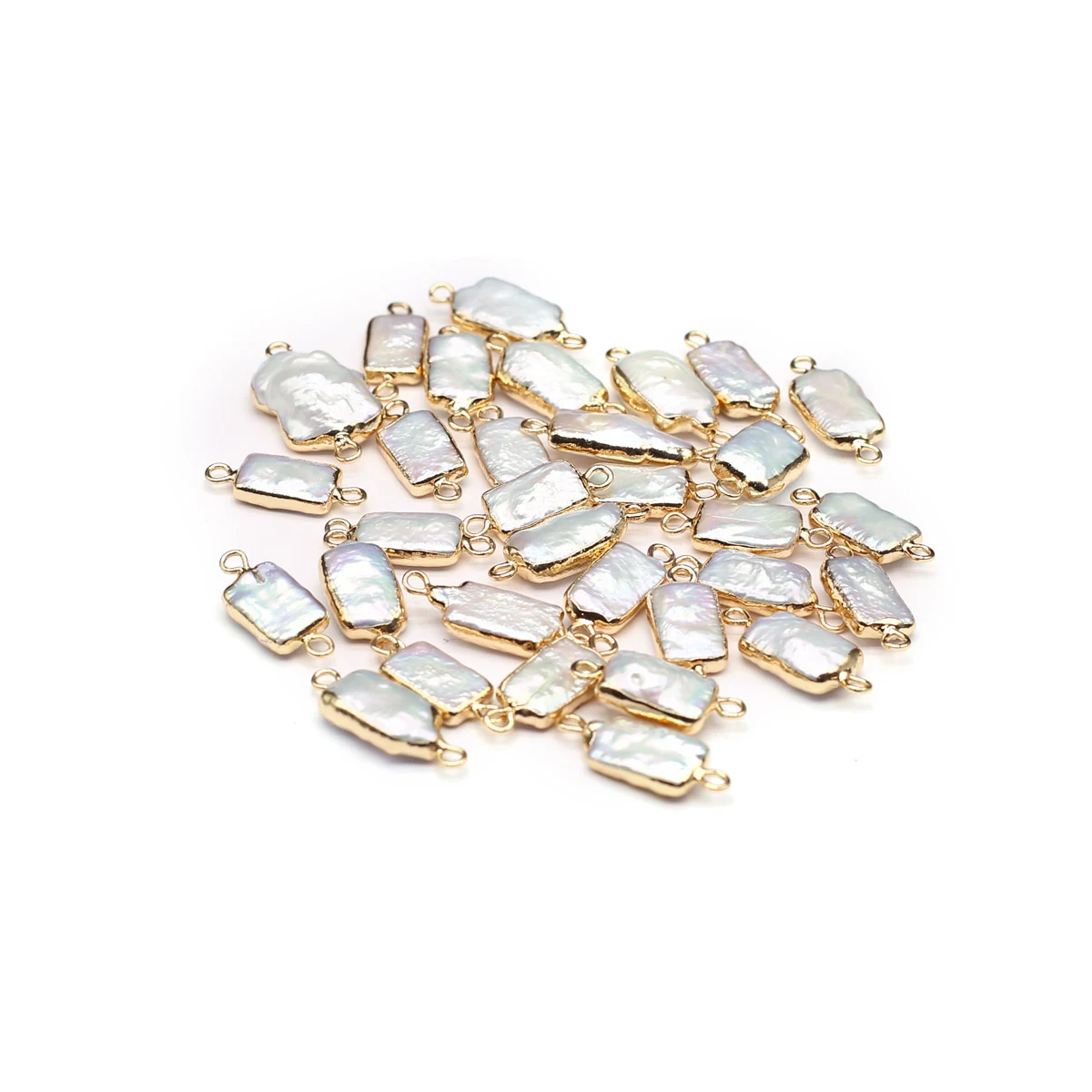 10pcs Natural Baroque Pearl Pendant Connector Rectangle White Pearl Connector for Making DIY Jewerly Earrings Bracelet 21.3x8.2