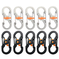Outdoor Camping S Type Carabiner with Lock Mini Keychain Hook Anti-Theft Outdoor Camping Backpack Buckle Key-Lock Tool