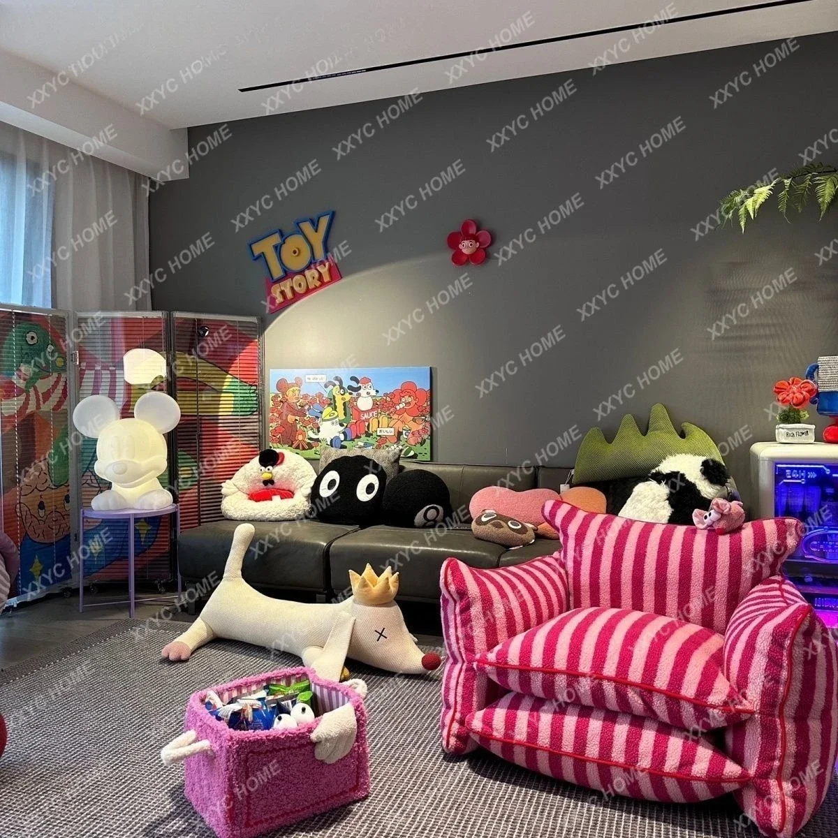 FF Dopamine Internet celebrity creative striped lazy sofa family tatami recliner simple bedroom