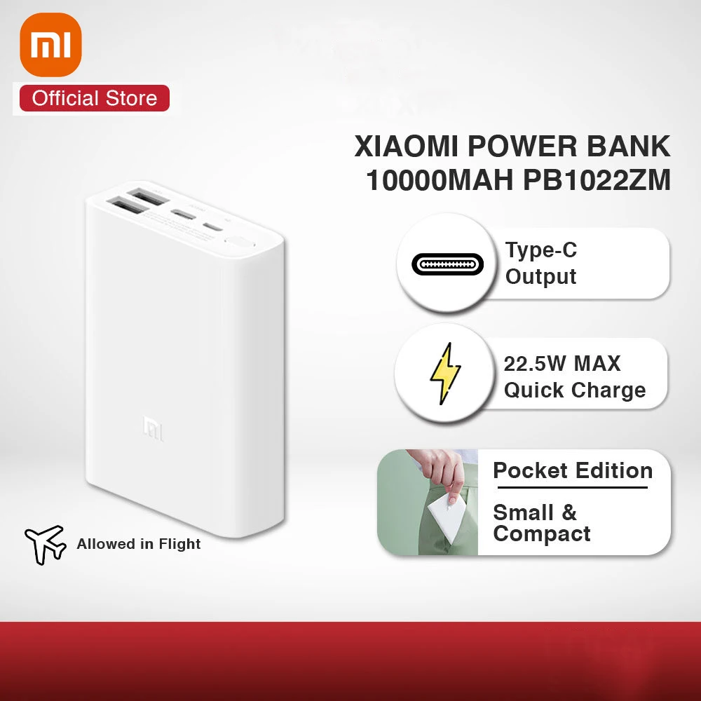 Xiaomi Mini Power Bank 10000mAh  Pocket Edition 3 out 2 inch Original PowerBank Fast Charger Portable External Battery