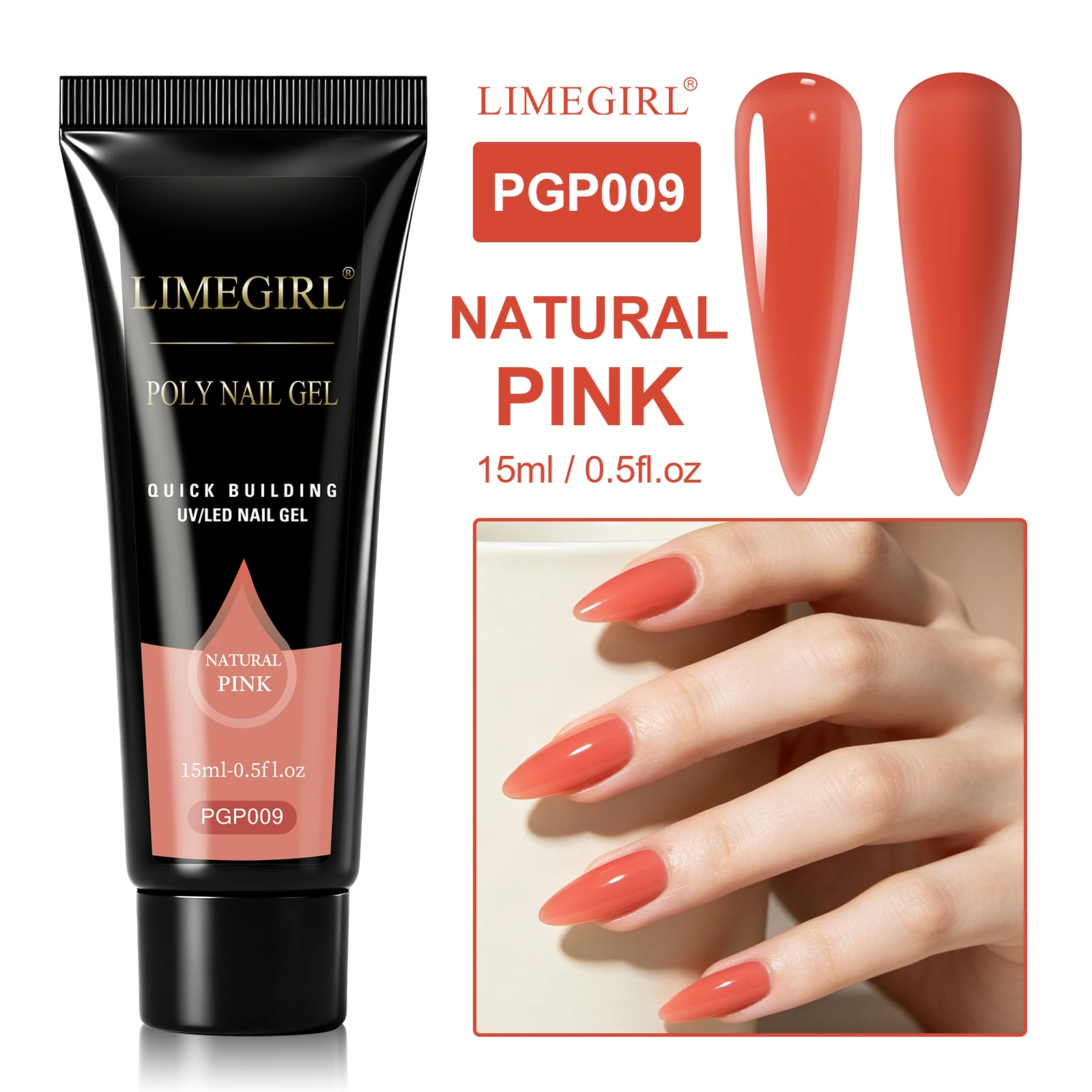 LIMEGIRL 25 Farben Poly-Verlängerungsnagelgel für Nagelkunst, Acryl-Maniküre-Design, UV-Lacke, semi-permanentes, schnelles Verlängerungsgel