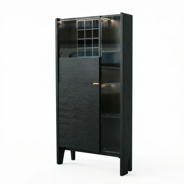 Wine Cabinet Glass Oak Modern Restaurant Furniture Hotel Lobby Villa