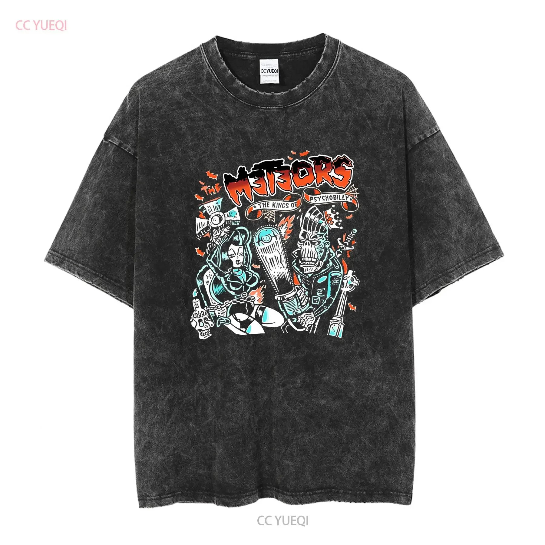 The Meteors Psychobilly T Shirt  Black Cotton S to 5XL HC1153 vintage Washed Soft streetwear Comfortable Breathable graphic
