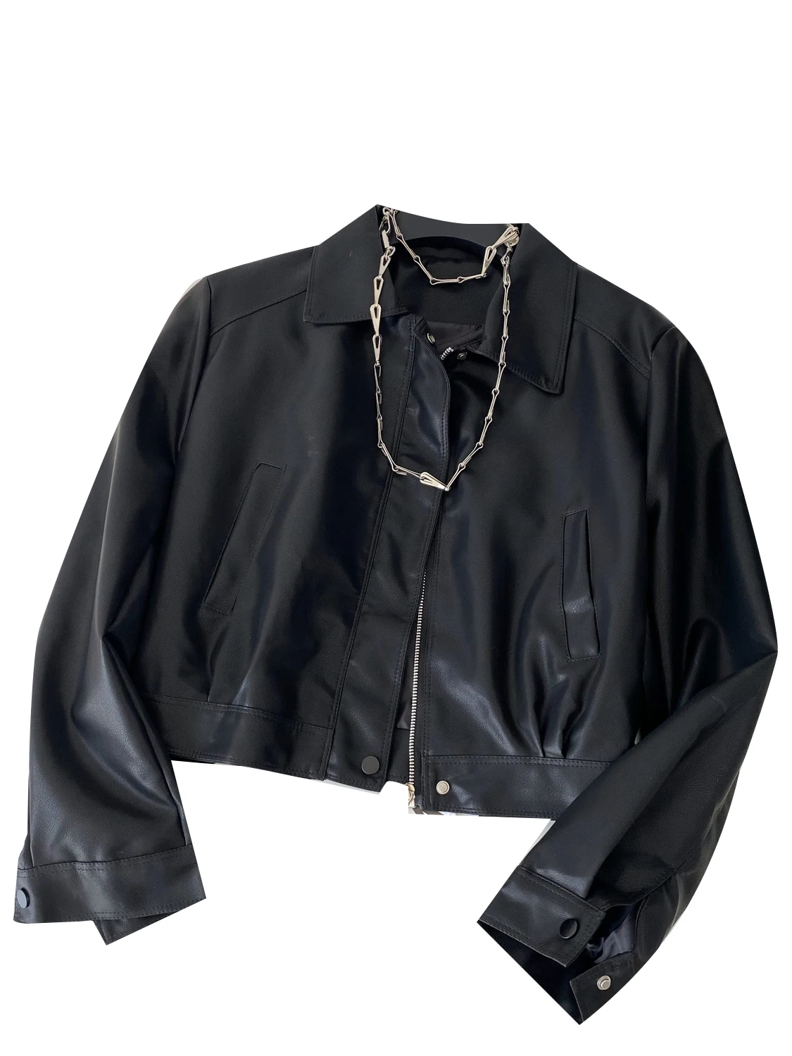 Hong Kong Sle Versatile ort Jaet Women's Loose Fit Casual Leather Coat Autumn 2025 Faion Slimming Outerwear