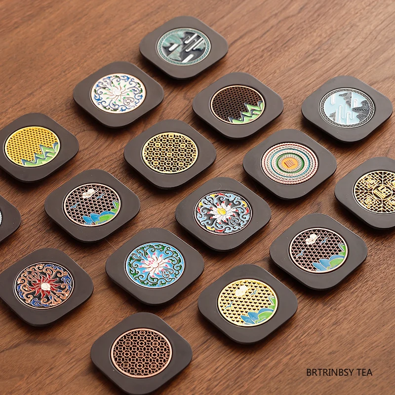 

1Pc Chinese Traditional Tea Tray Storage Rack Enamel Color Insulation Cup Coaster Household Teacup Mat Teaware Accessories