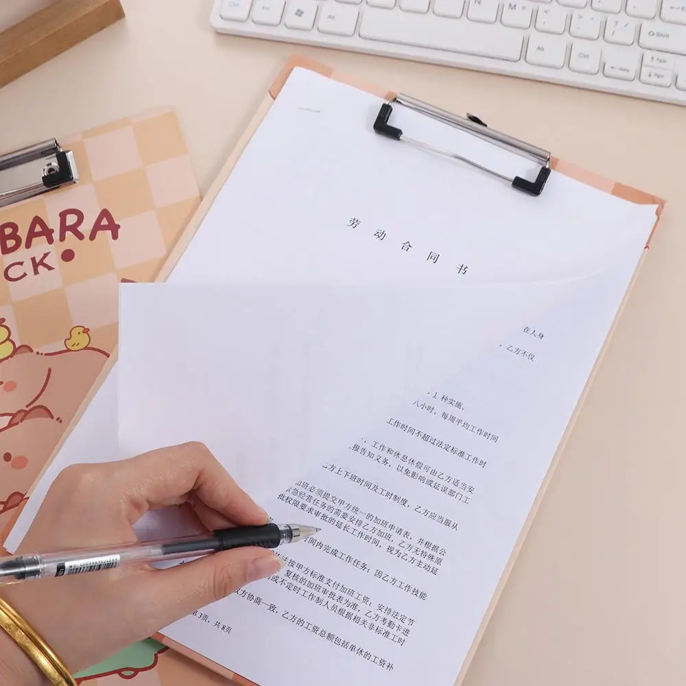 Aesthetic A4 Board Clip Folder File Storage Document Capybara File Folder Paper Holder Good-looking Writing Clipboard