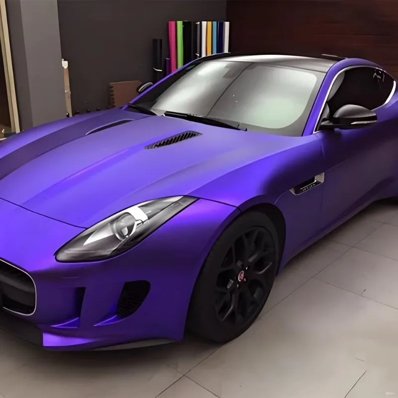 Matt Chrome Purple Car Wrap Vinyl Film for Auto Exterior Wrapping Foil Air Bubble Free Stretchability