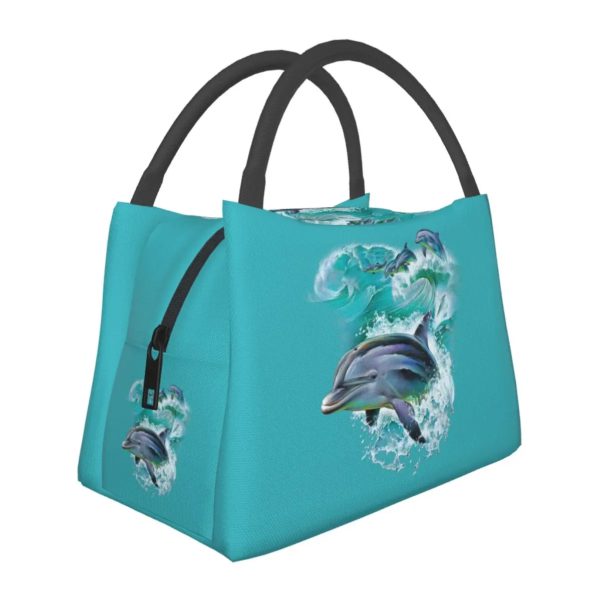 

Dolphins Catching Waves Insulated Lunch Bag for Women Bento Storage Food Boxes Leakproof Container Cooler Thermal Lunch Box Tote