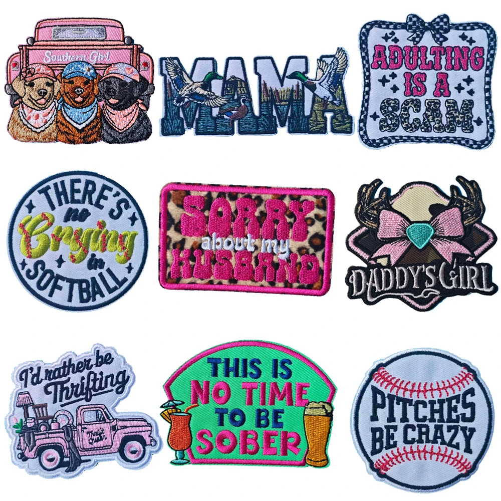 Cute Hunt MAMA Iron-on Patches Thrifting Emblem Clothing Accessories Hunt Badge Sticker Embroidered Embroidery Sticker Patches