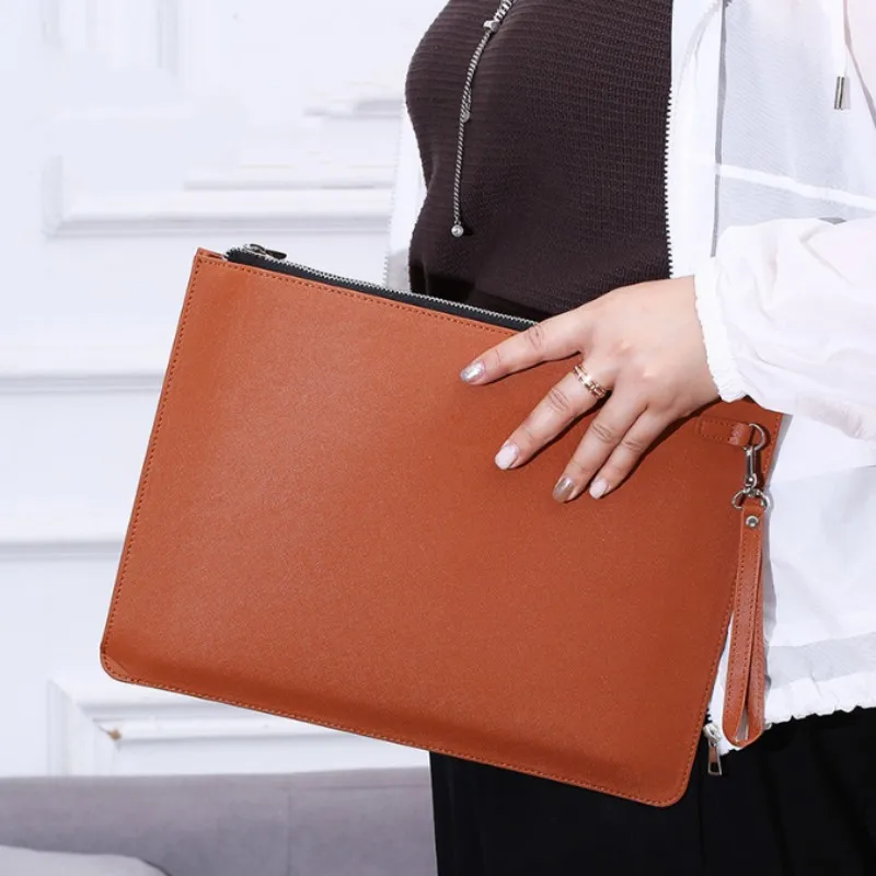 New Multifunctional A4 Conference File Folder Business Stationery Information Leather Bag Contract Zipper Document Storage Clip