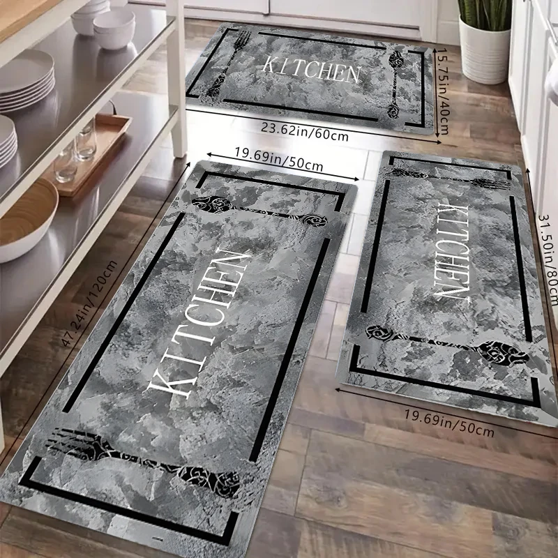 

Kitchen Themed Carpet Write with Kitchen Words Washable Soft Comfortable for Restaurant Bedroom Kitchen Decor Rug
