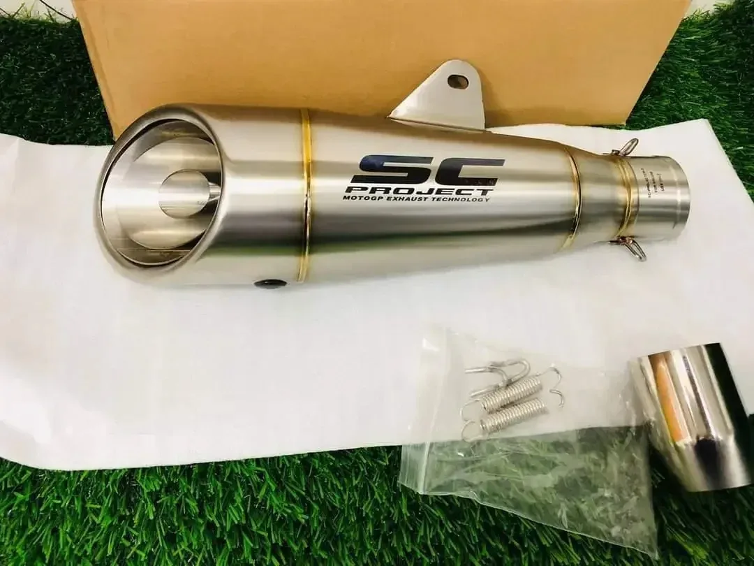 Doppelschichtiger SC-Style Motorrad-Auspuff, Rennsport-Schalldämpfer mit Lautem Sound, Modifiziertes Auspuffrohr Passend für Kawasaki Ninja Z250 Z300 Z – Detail 13