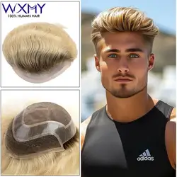 Mono Top Pu Around And Lace Front Male Hair Prosthesis Natural Hairline Toupee Men's Capillary Prothesis 6