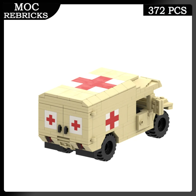 WW II Military Weapons Humvee Ambulance Personnel Carrier MOC Building Block SWAT Cars Vehicle DIY Model Bricks Toys Kid's Gifts