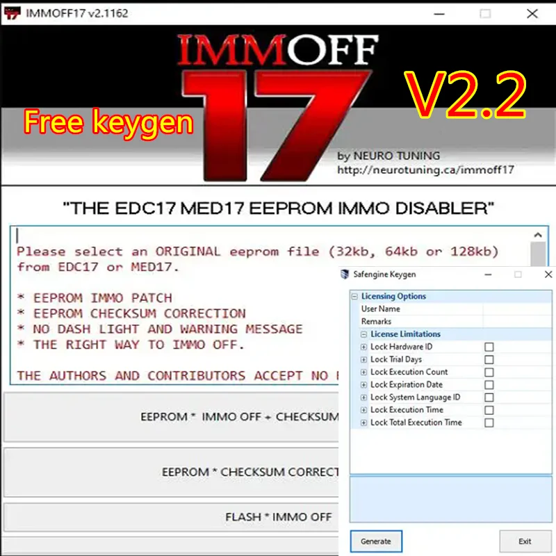 

1Newest iMMOFF17 Software EDC17 Immo Off Ecu Program with keygen NEUROTUNING Immoff17 Disabler install video guide free install