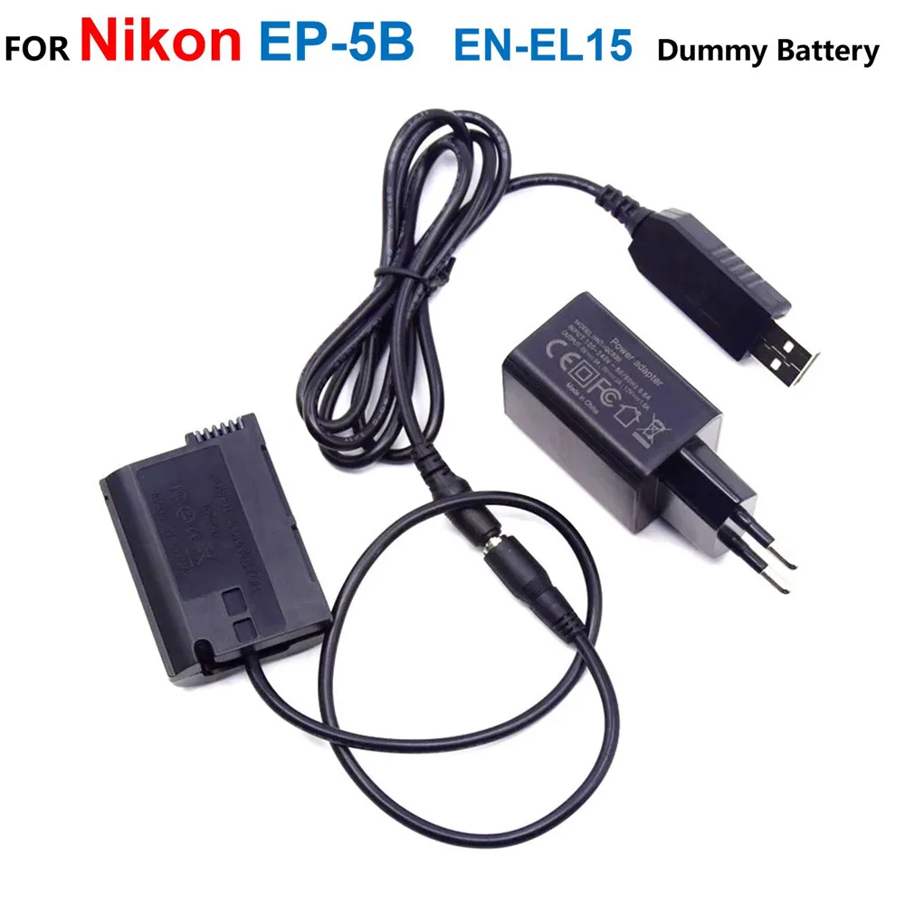 

EP-5B Coupler EN-EL15 Dummy Battery+18W Charger+MH-25 USB Cable For Nikon Z7 Z6 D850 D810 D800E D750 D610 D600 D7200 D7500