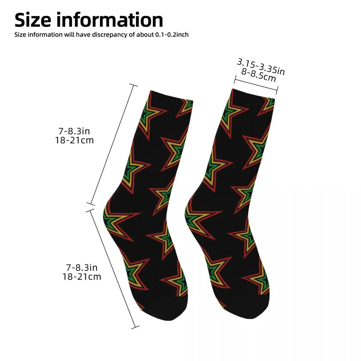 Happy Men's Socks Reggae Harmony Geometric Rasta Stars Vintage Rasta Street Style Seamless Crew Sock Gift Pattern Printed