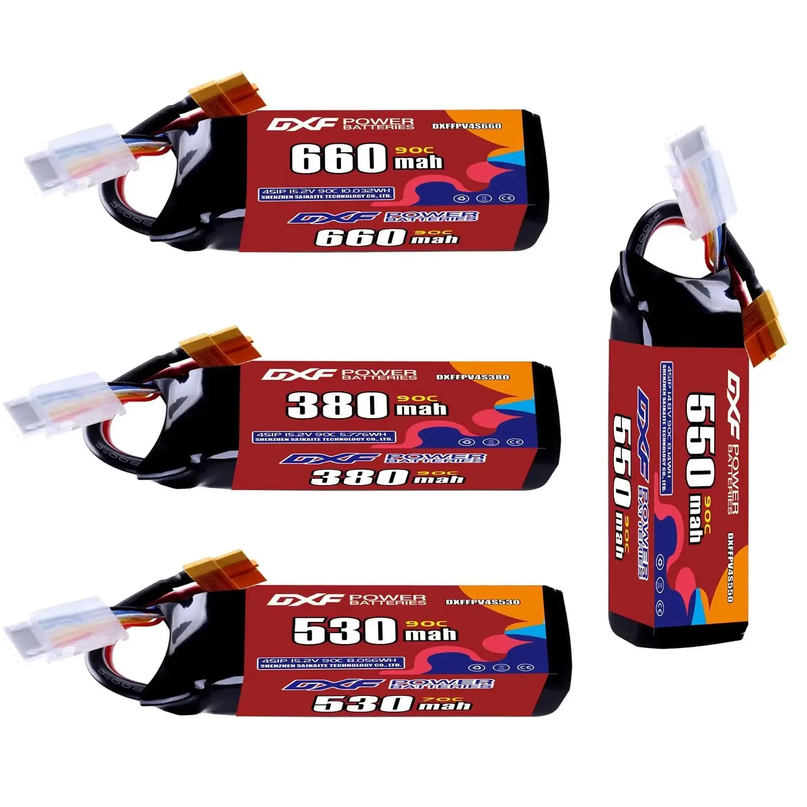 

14,8 В 4S DXF Lipo аккумулятор 90C 380 мАч 530 мАч 550 мАч 660 мАч с разъемом XT30 XT60 JST для самолета, вертолета, квадрокоптера, FPV, дрона