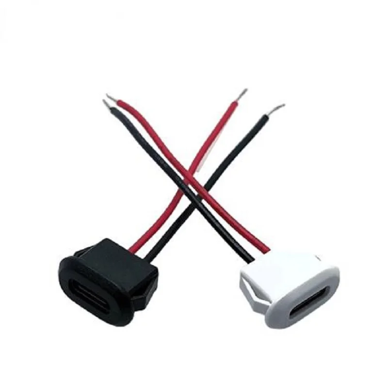 2 Pin USB-C Type Waterproof USB Connector Direct compression female base Female Socket Charging Interface With Welding Wire