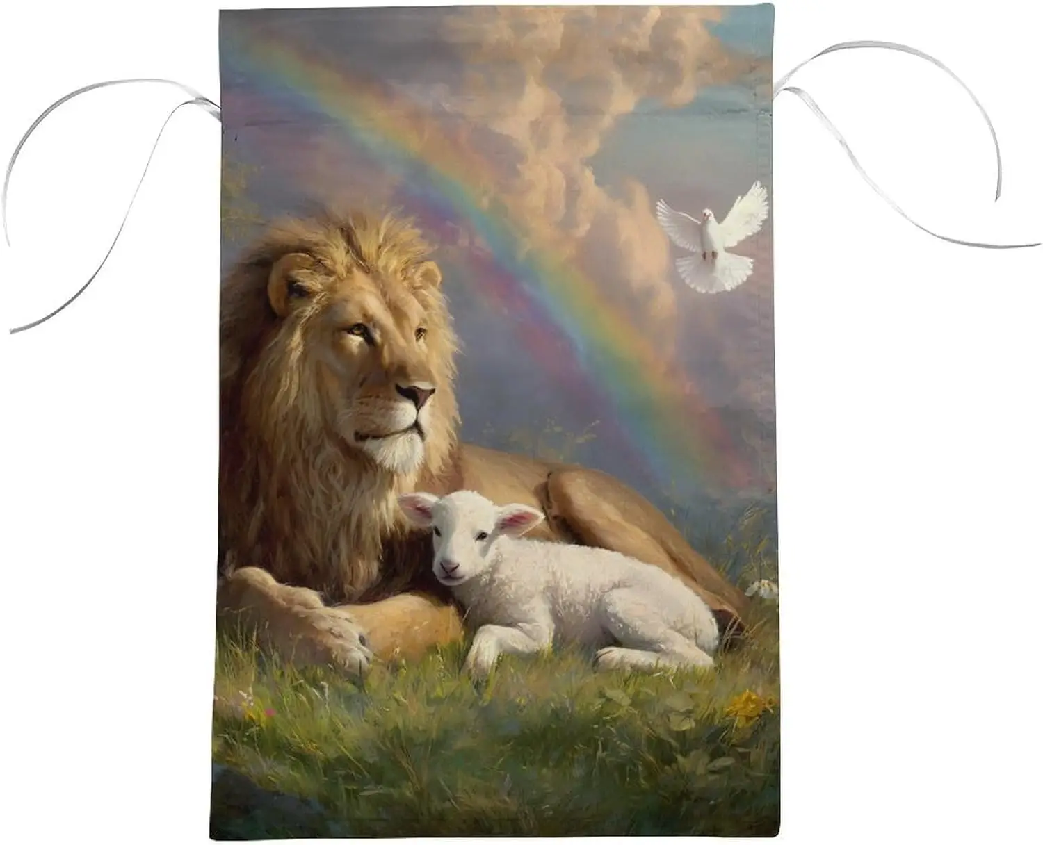 Lion and Lamb Peace Small Garden Flags Double Sided 12 X 18 Inch Yard Flags for Outdoor Holiday Decoration MMZ