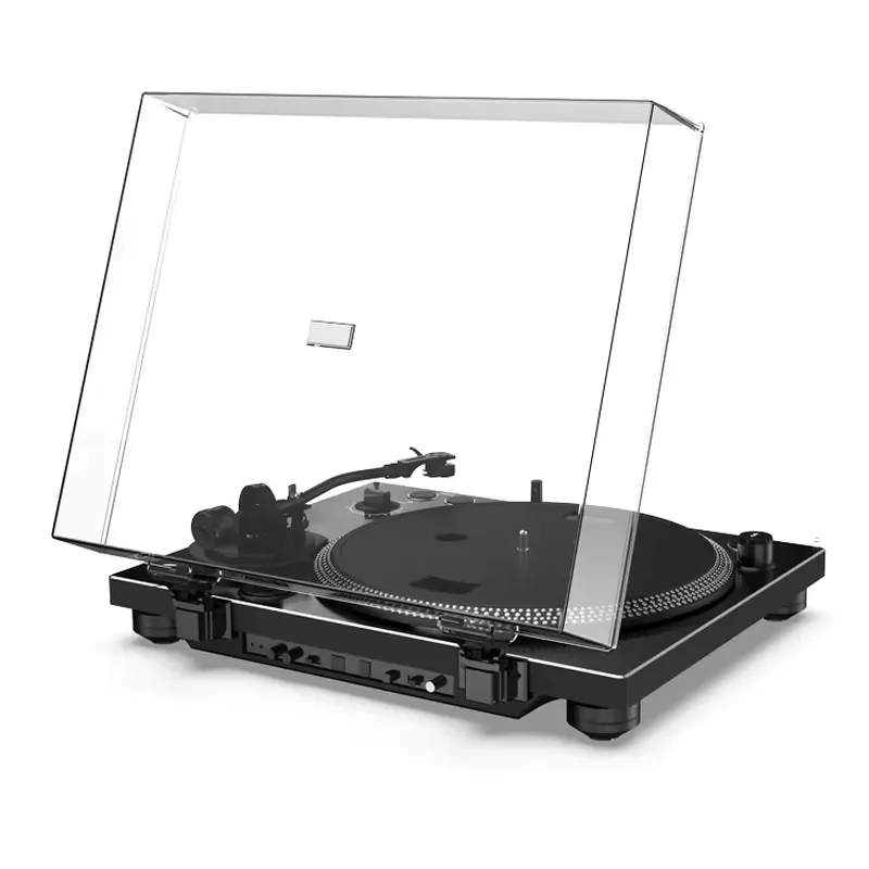Hot Selling USB Belt Drive Turntable with Tone Control, Retro Design, Rechargeable Battery, Portable Built-in Stereo Speaker