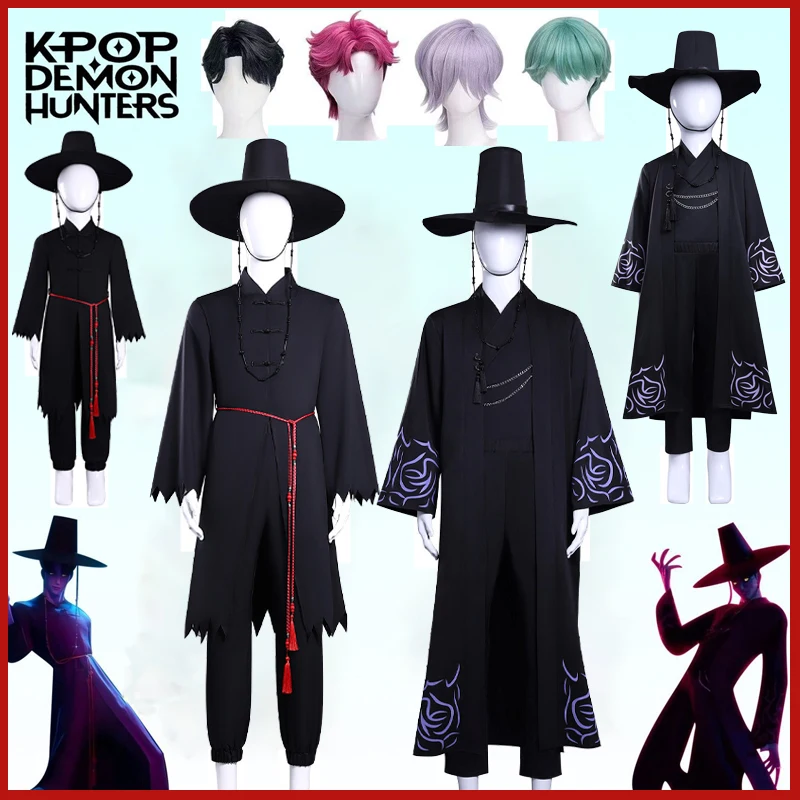 

Kpop Demon Hunters Movie Cosplay Costume Black Stage Performance Outfit For Men Jinu Saja Qin Yu Mysterious Abby Party Uniform