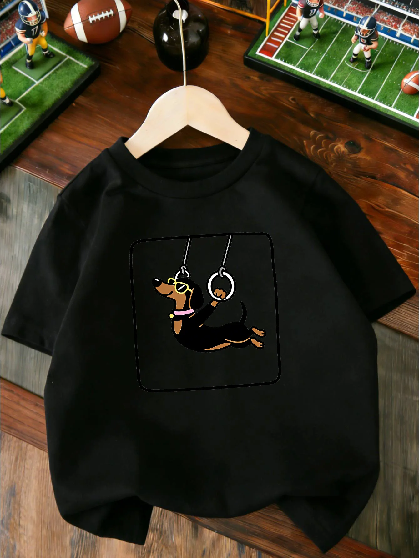 Funny Gymnast Dachshund Puppy Sunglasses Graphic T Shirt Boys Girls Casual Short Sleeve Tee Family Matching Kids Cotton Tops