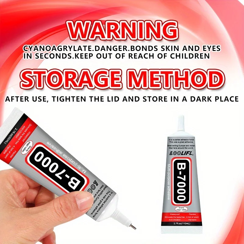 B7000 pegamento de mantenimiento de teléfono móvil, pegamento de joyería, transparente no amarillo, desmontable, adecuado para la tela plástico cuero y otros materiales, adecuado para el mantenimiento de teléfono móvil