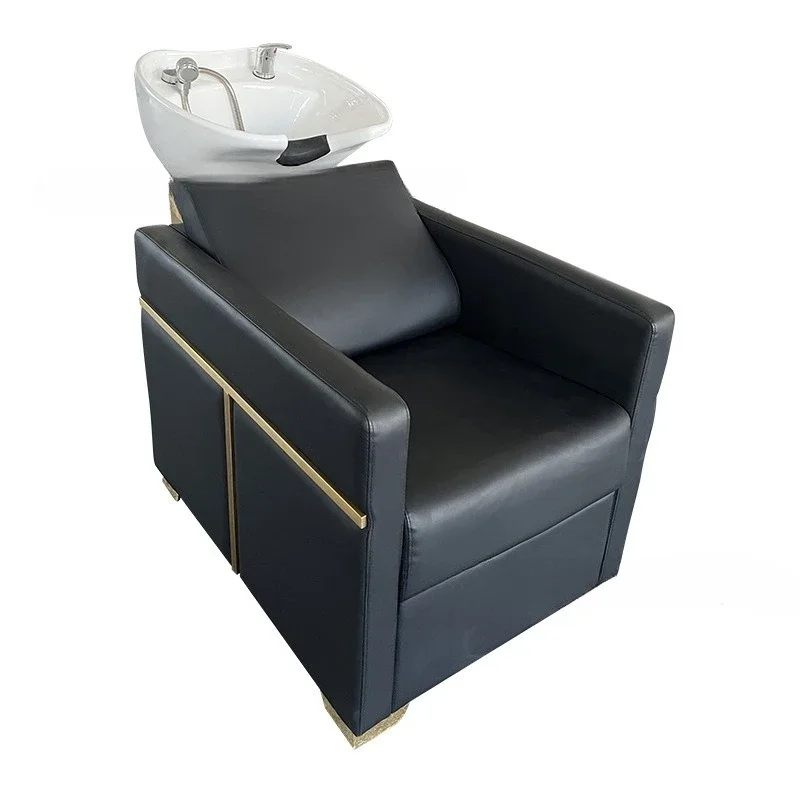 01-Barber shop semi-reclining shampoo bed massage sitting flush bed