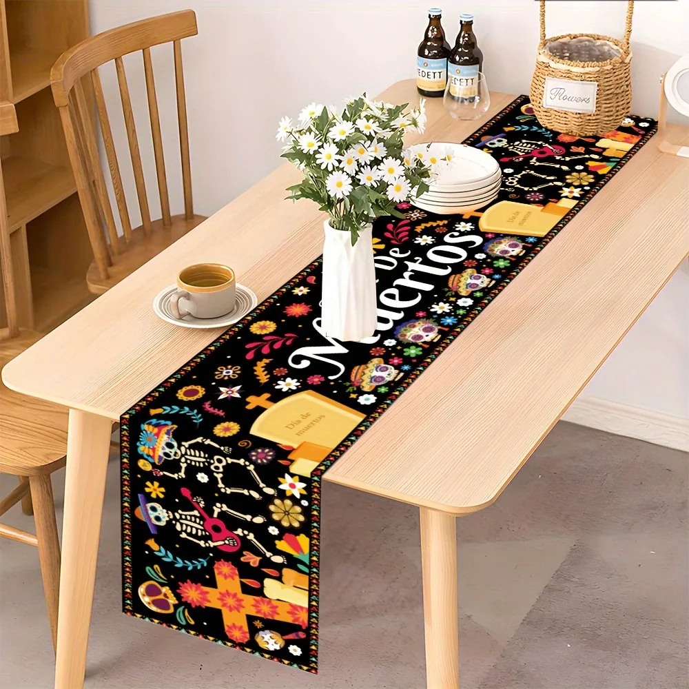 Day of the Dead Table Runner Skull Skeleton Printed Mexican Day of The Dead Party Festival Home Decoration Supplies