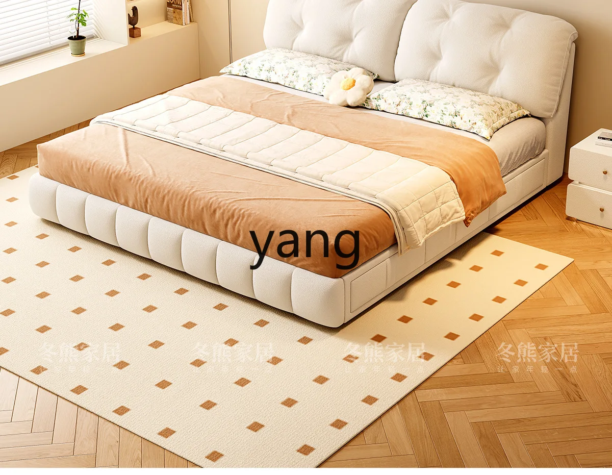 LTTクリームウィンドクラウドベッド モダンシンプルマスターベッドルーム ハイボックス収納引き出し付きファブリックベッド