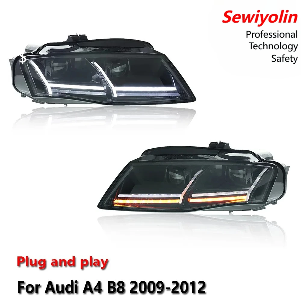 

Car LED Headlight Assemblies For Audi A4 B8 2009-2012 Fog DRL Brake Turn Signal Lamp Plug And Play