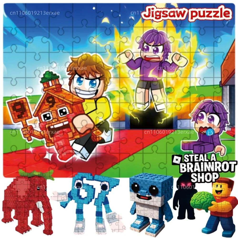 

Italian Brainrot Jigsaw Puzzle Toys Board Game Steal A Brainrot 67 House 9 Job Character Pattern Collectible Decor Children Gift