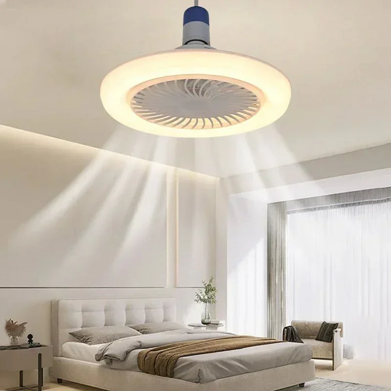 E27 Smart Ceiling Fan Remote Control Light Led Light Fan One Light Mute Bedroom Living Room Energy Saving Lamp Room Decoration