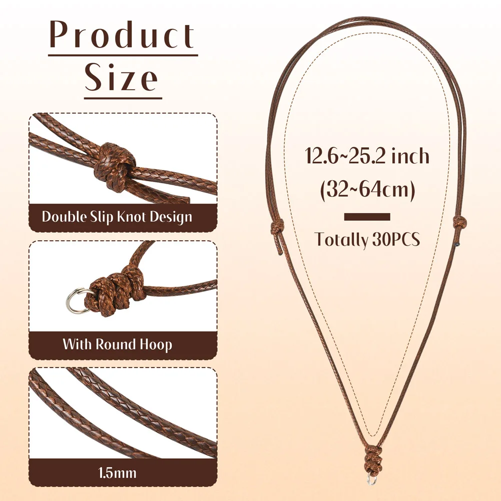 30pcs Adjustable Korean Waxed Polyester Braided Necklace Makings for Pendant Necklace Making Findings Wholesale  12.6~25.2 inch