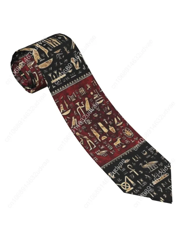 

Egyptian Hieroglyphs Necktie Men Polyester 8 cm Classic Ancient Egypt Neck Ties for Mens Accessories Wedding Business