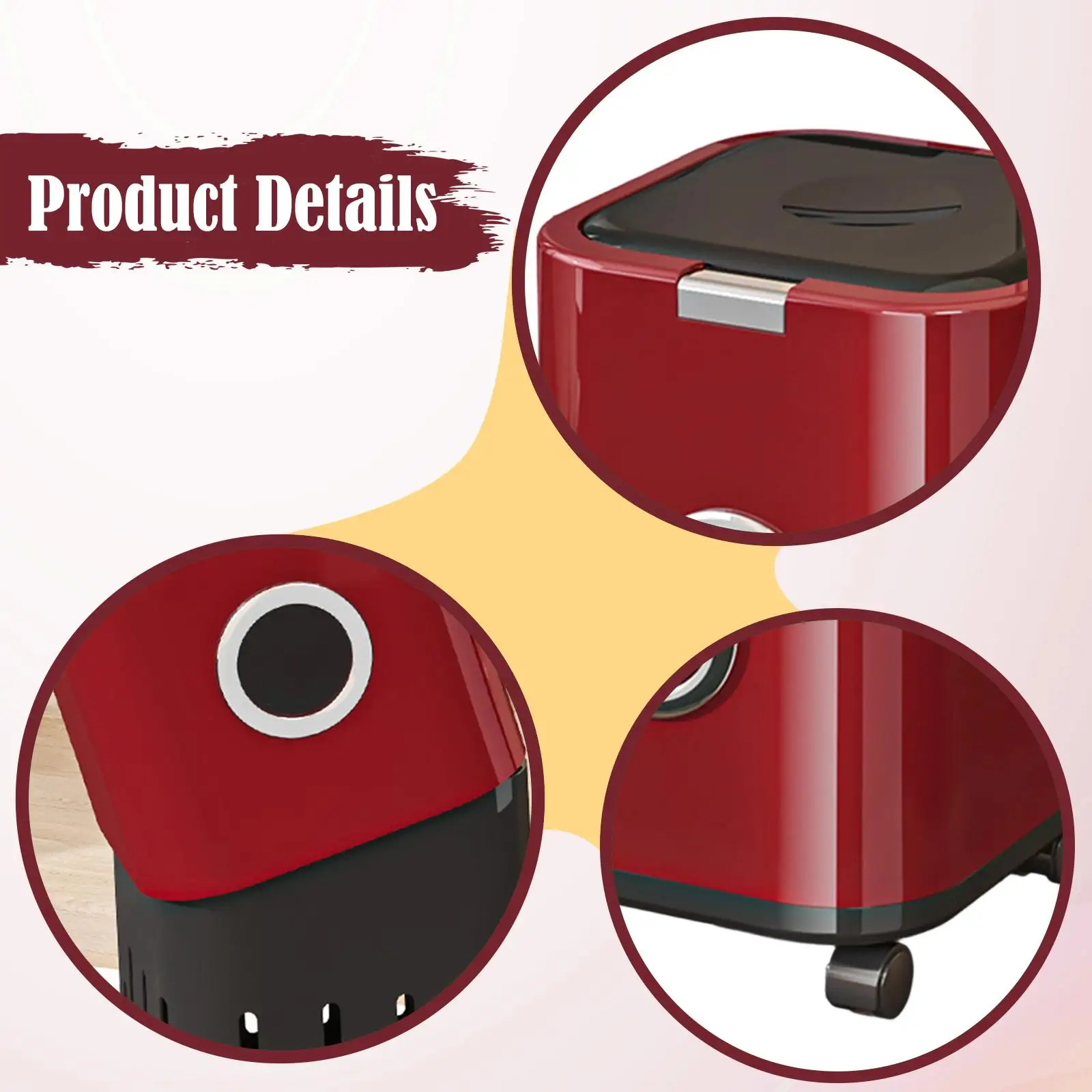 سلة المهملات سطل القمامة مع عجلات عالمية مزبلة الزخرفية 12L سلة المهملات سلة المهملات للزينة المنزل مكتب الحمام RV