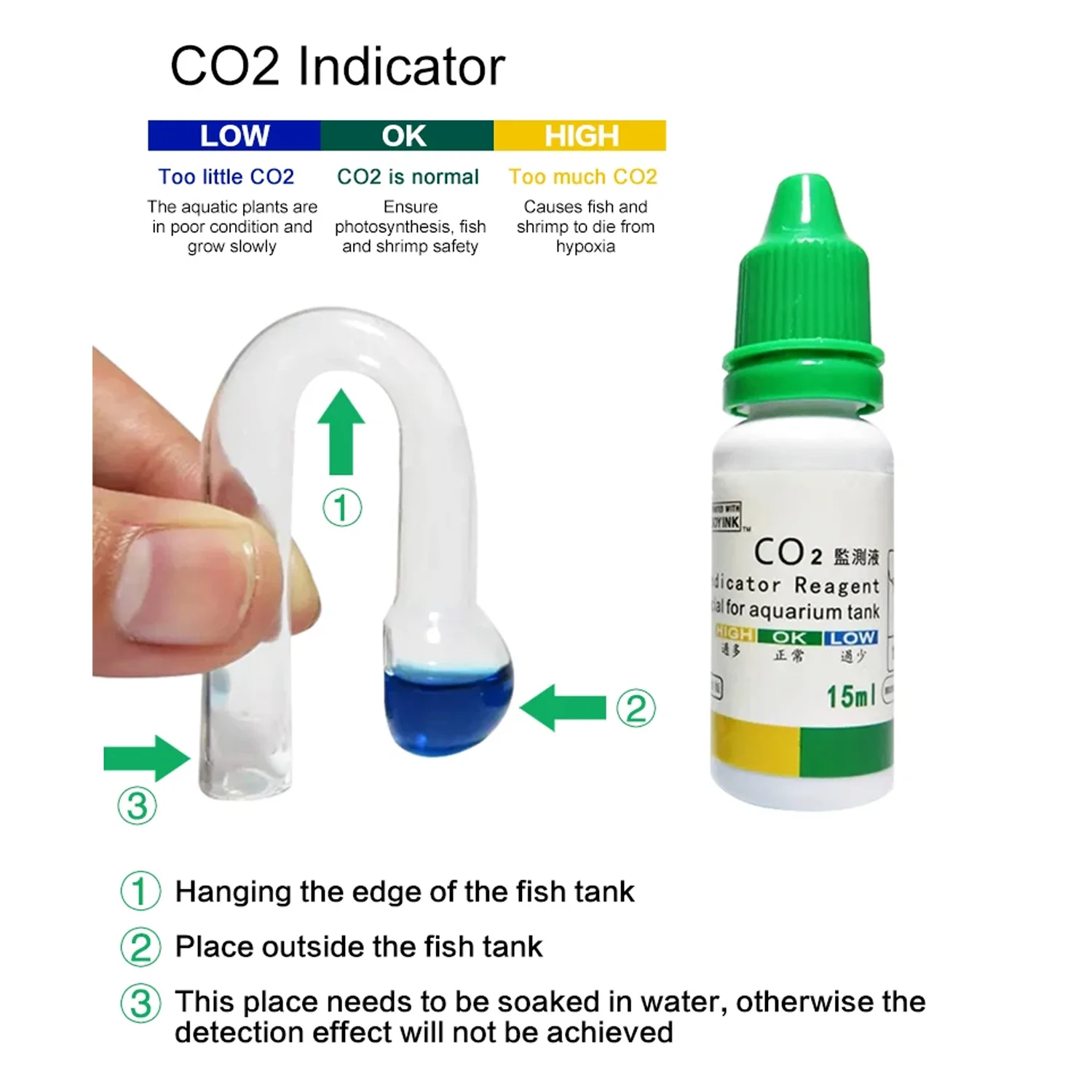 Aquarium Water Treatment: Algae Remover, Nitrifying Bacteria, Bio Clarifier, Stabilizer, CO2 Indicator for Fish Tank Maintenance