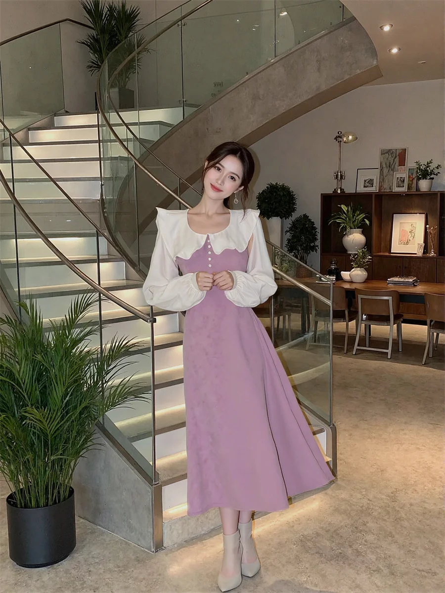 Women'S Dress Alt Flounced Edge Mid-Calf A-Line Structured Students Stylish Suitable Summer Sundresses Sunscreen Suspended