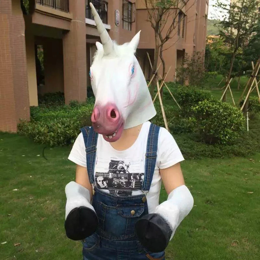 

Horseshoe Gloves Hooves Costume White Animal Accessories Halloween Party DIY Decorations Stretchy Latex Cosplay Gift