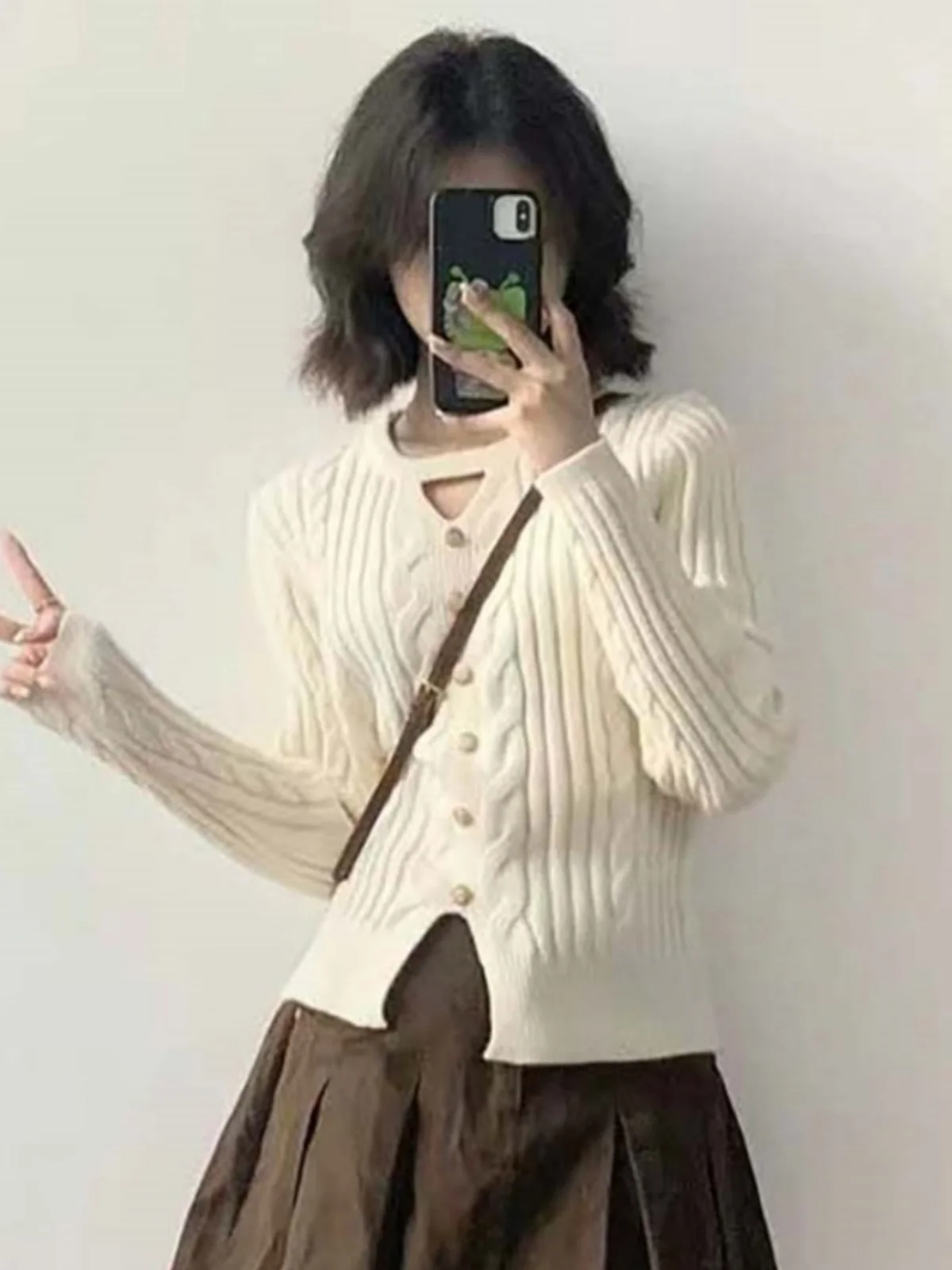 

Модный вязаный свитер с v-образным вырезом, женский весенне-осенний пшеничный цвет, дизайн с витыми волосами, Sense ort Top Faionable Base irt