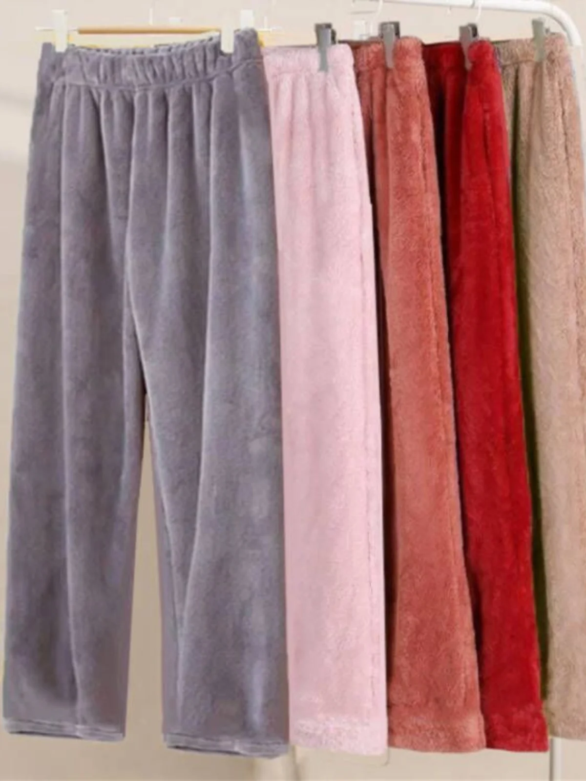 

Осень-зима женские длинные брюки кораллового цвета свободного покроя домашние прямые повседневные брюки ленивые брюки теплые брюки