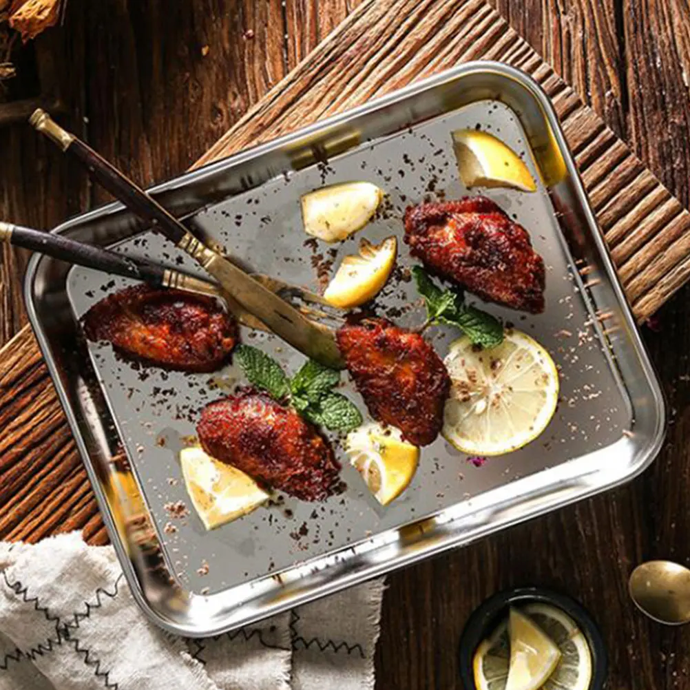 

Versatile Stainless Steel Baking Tray 315x245mm Rectangle Pizza Bread Pan For Families Restaurants Clubs