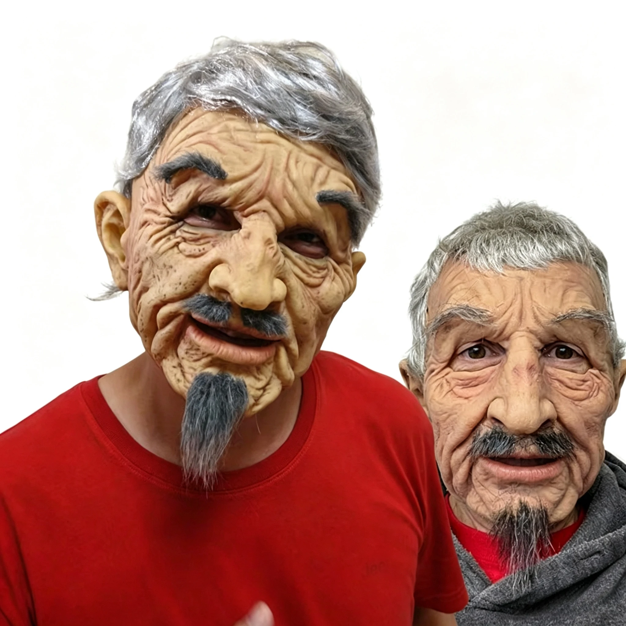 Halloween Cross Border Smoking Granny Mask White Beard Santa Claus Hood Bald Man Mask Latex