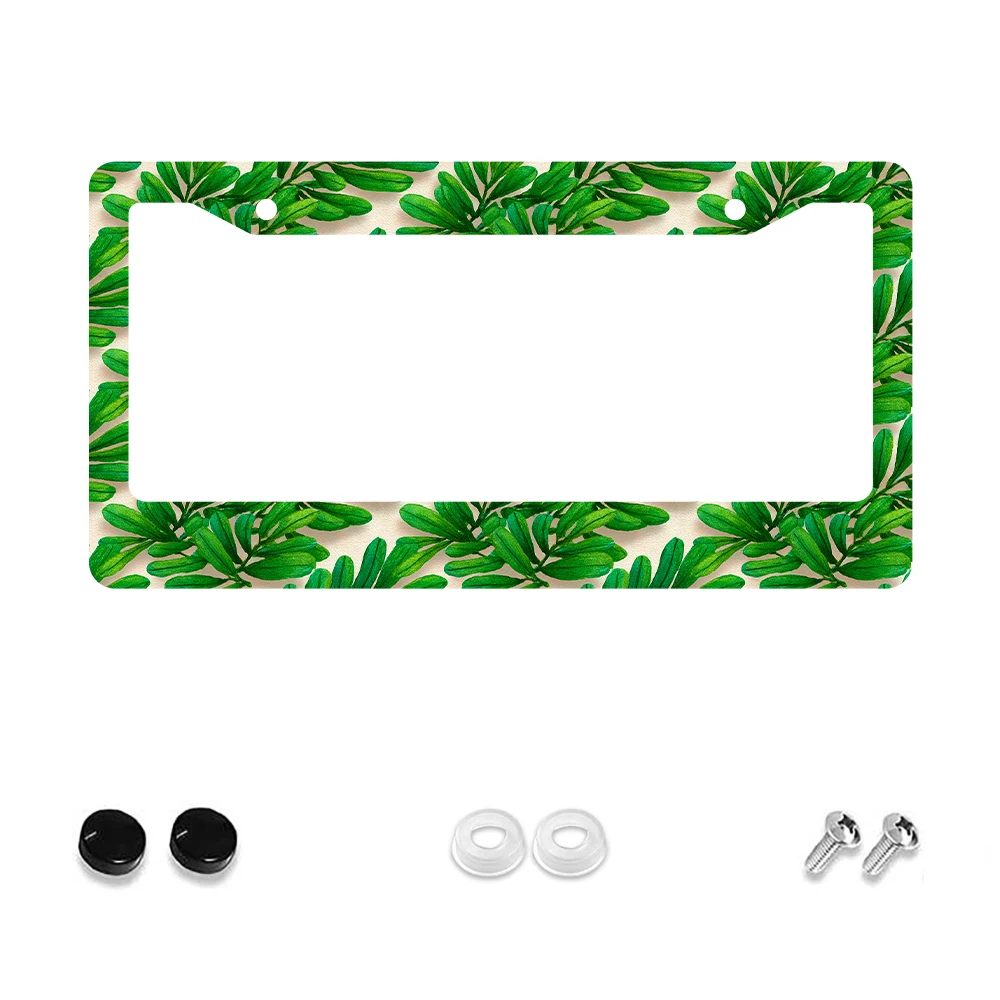 

1 шт., рамка номерного знака с 2 отверстиями и узором зеленого листа, алюминиевый материал, 6x12 дюймов с набором винтов, ретро-новинка, украшение автомобиля