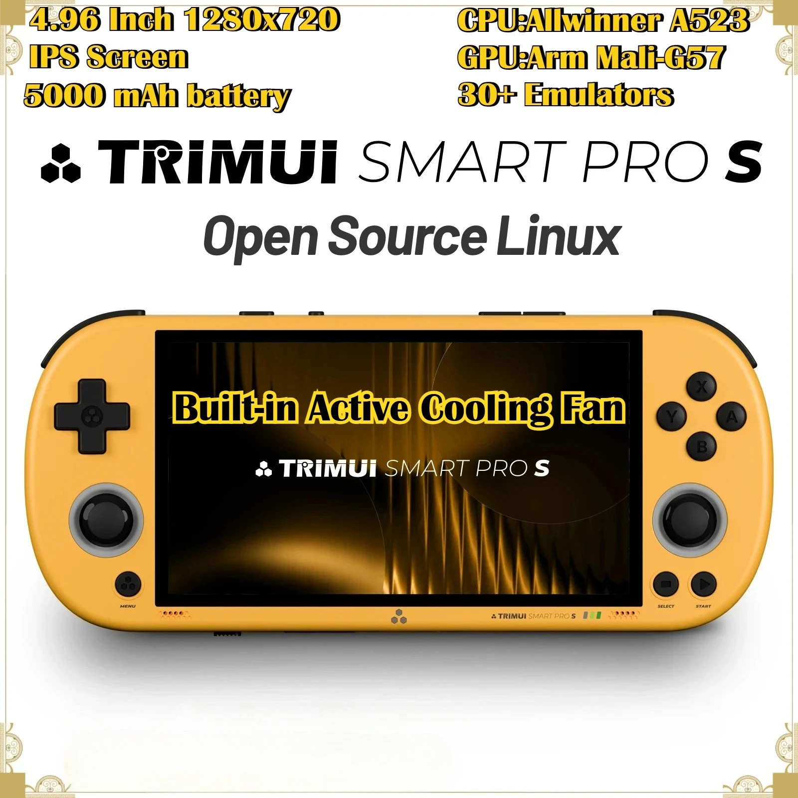 Image of TRIMUI SMART PRO S Handheld-Spielkonsole WLAN 4,96'' Bildschirm Eingebauter Kühllüfter Allwinner A523 Hall-Joystick RGB-Beleuchtung Player