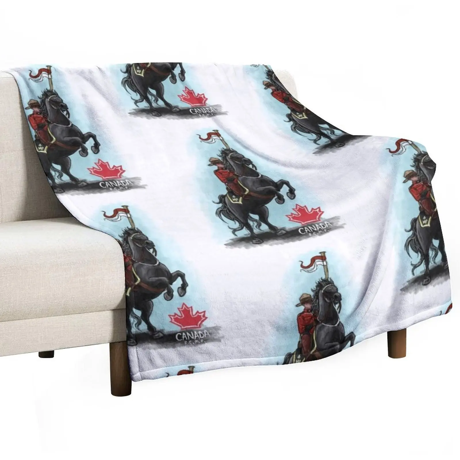 Royal Canadian Mounted Police (R.C.M.P) Throw Blanket Thermal Hairy Flannel Fabric Luxury Brand Cute Plaid Blankets
