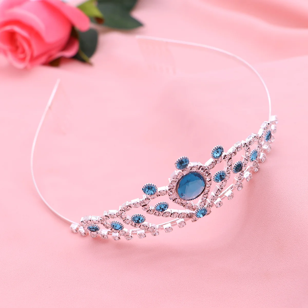 

Children Heart Tiara Rhinestone Headband for Girls Scrunchies Kids Hair Accessories Wedding