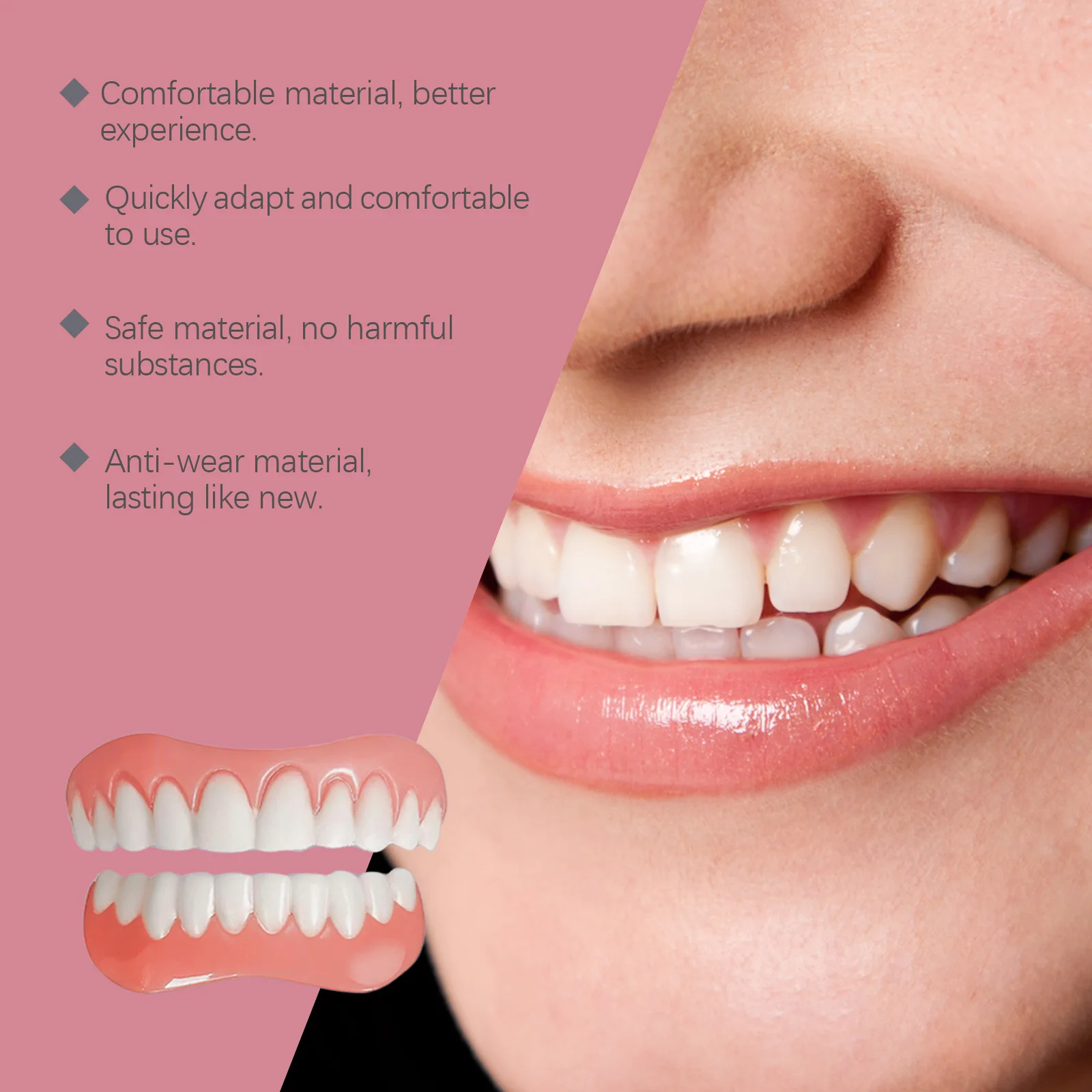 New False Teeth Silicone Upper & Lower Veneers Perfect Laugh Veneers Dentures Paste Fake Teeth Braces Comfortable Teeth