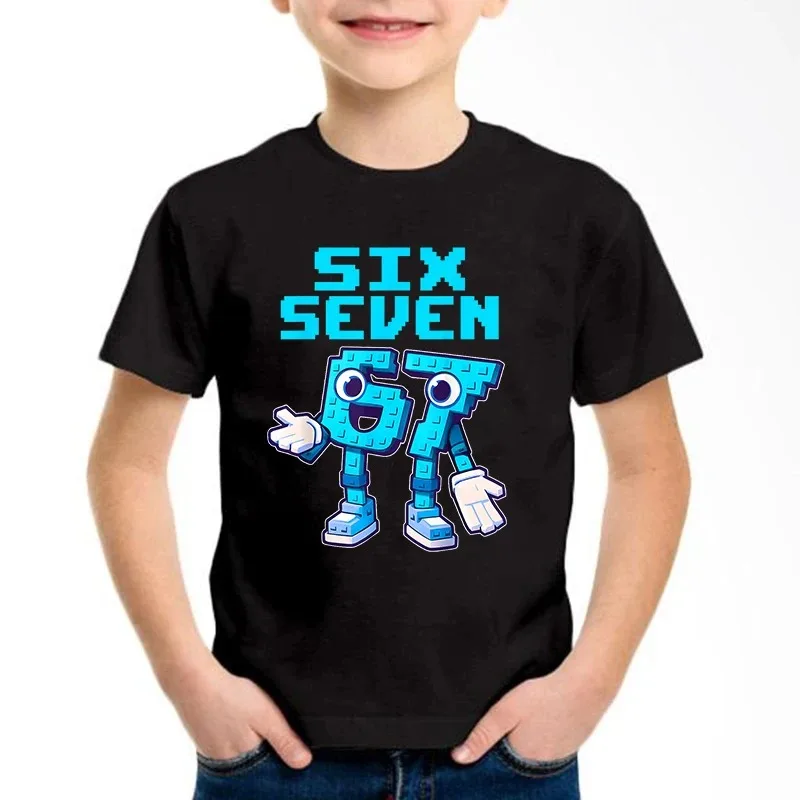 

New Funny Six Seven Italian Brainrot 67 Number Graphic Print T-Shirt Boy/Girl Summer Short Sleeved Kids Comfortable Tshirt Top